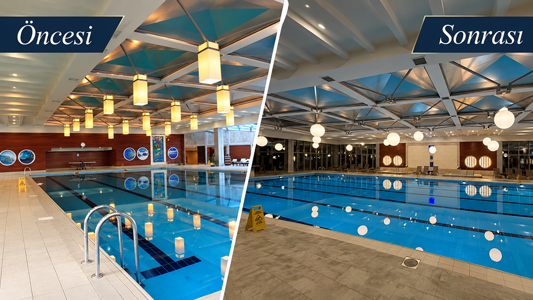 Kolin Hotel Kapalı Havuz Alanı Sarkıt Aydınlatma - Glop Sarkıt Aydınlatma