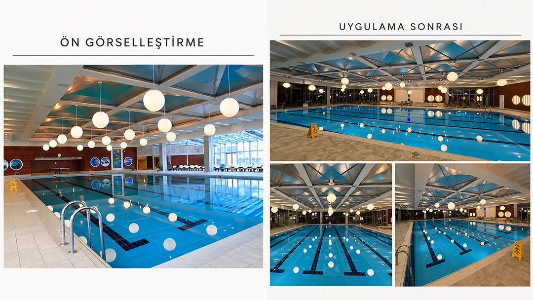 Kolin Hotel Kapalı Havuz Alanı Sarkıt Aydınlatma - Glop Sarkıt Aydınlatma