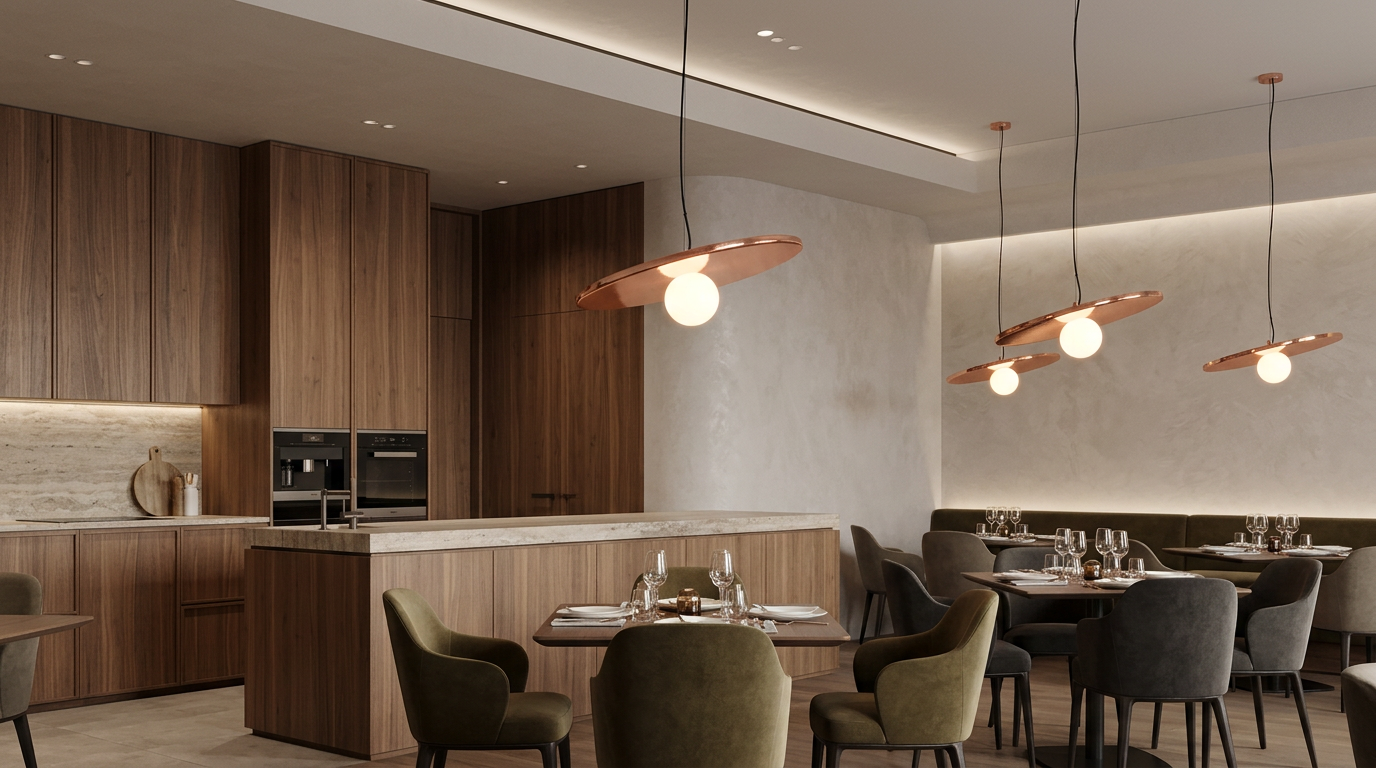 Restoran aydınlatma projesi nasıl çözdük özel üretim disk sarkıt aydınlatma