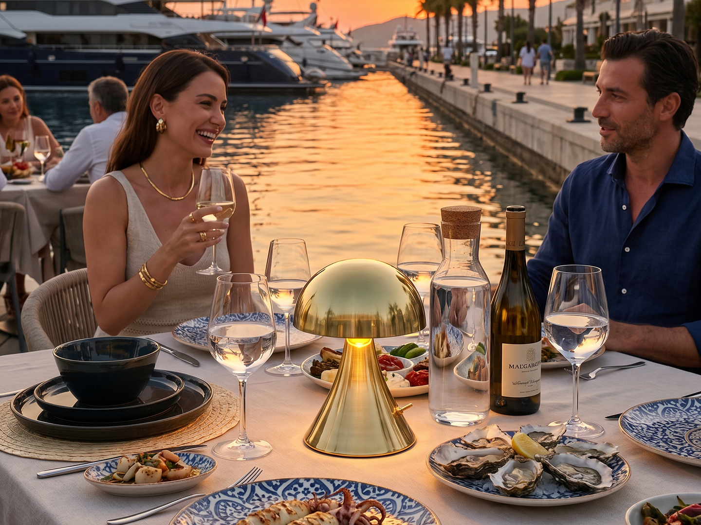 Restoranlar İcin Kablosuz Masa Lambasi Mantar Tipi Pilli Abajurlar