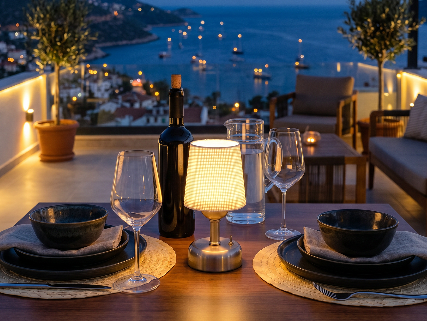 Restoranlar için mini pilli abajur serisi