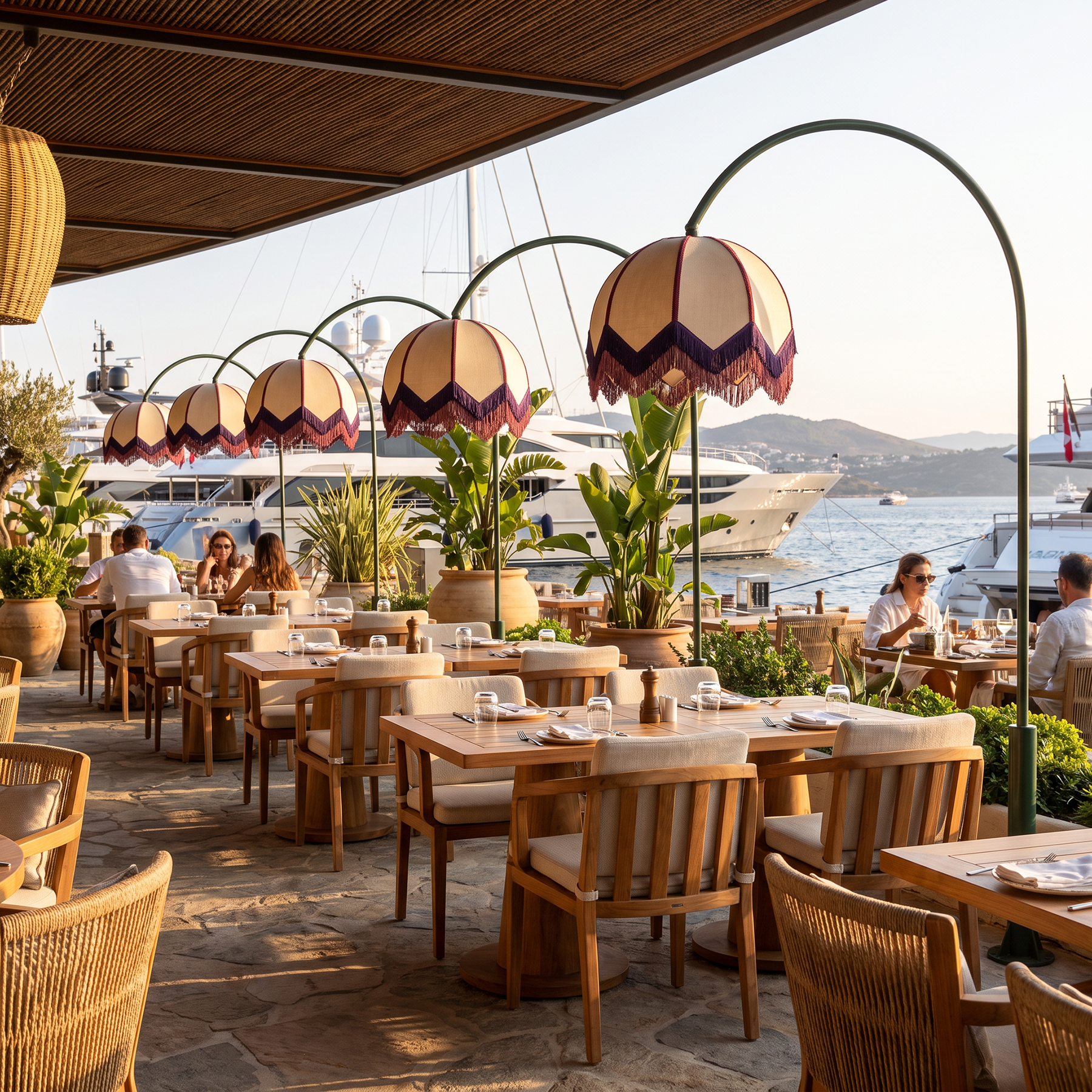 Marina Restoranı İçin Özel Üretim Dış Mekan Lambaderi